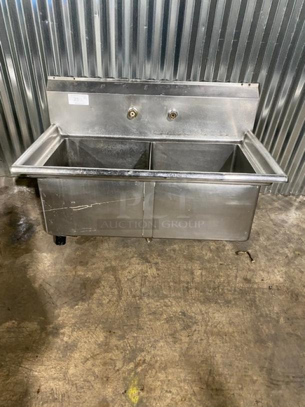 Commercial Stainless Steel 2 Compartment Prep Sink! With Back Splash! - Image 1 of 8