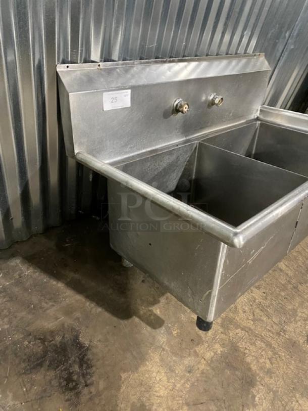 Commercial Stainless Steel 2 Compartment Prep Sink! With Back Splash! - Image 4 of 8