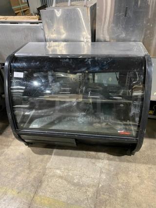 TorRey Commercial Curved Glass Refrigerated Bakery/Deli Merchandiser Display Case! With Adjustable Shelves! With Rear Access Double Glass Sliding Doors!