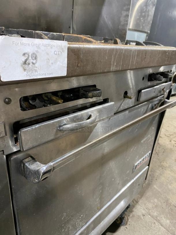 Garland Commercial Stainless Steel Natural Gas Powered 4 Burner Range/Oven Combo! With Back & Right-Side Splash! With Enclosed Type Overhead Salamander Shelf! On Casters! - Image 7 of 10