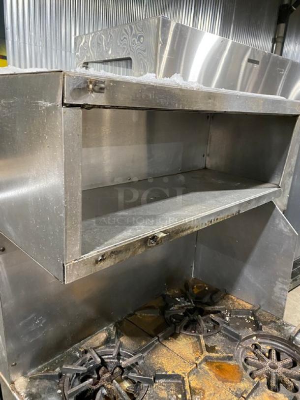 Garland Commercial Stainless Steel Natural Gas Powered 4 Burner Range/Oven Combo! With Back & Right-Side Splash! With Enclosed Type Overhead Salamander Shelf! On Casters! - Image 9 of 10