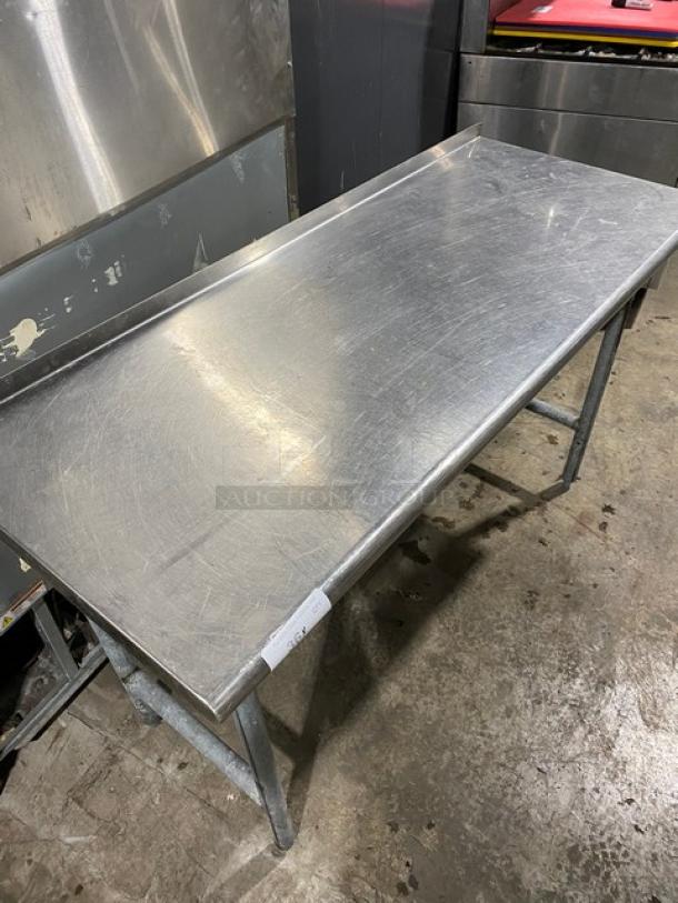 Commercial Stainless Steel Worktop Table! With 1.5" Back Splash & Safety Front Edges! On Legs! - Image 5 of 7