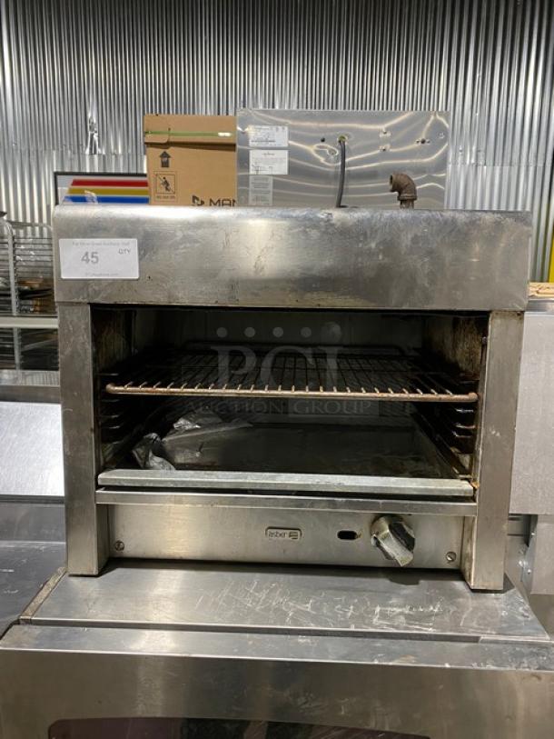 Asber Commercial Stainless Steel Natural Gas Powered Overhead Salamander Broiler/Cheese Melter! With Wired Oven Rack! - Image 1 of 8