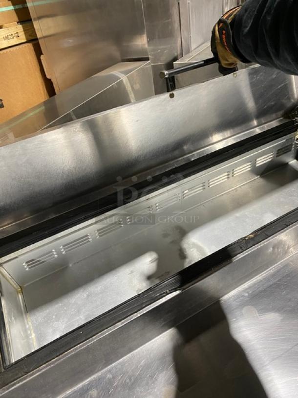 Beverage-Air Commercial Stainless Steel 2 Door Refrigerated Mega Top Pizza Prep Table! With Poly Coated Wire Racks! Model: PT67 SN: 2905605! 115V 1 Phase! On Casters! - Image 7 of 11