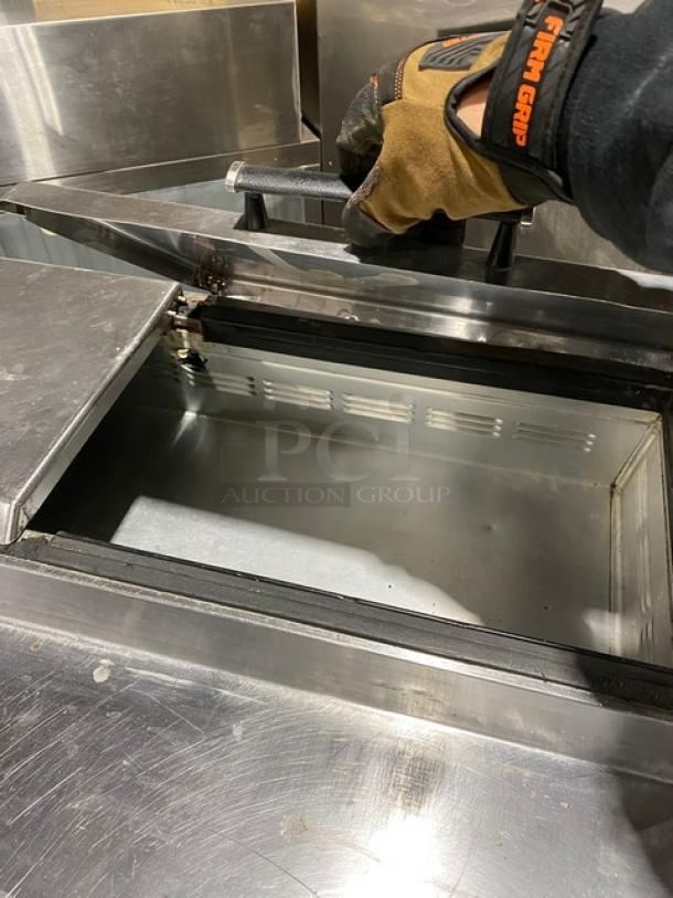 Beverage-Air Commercial Stainless Steel 2 Door Refrigerated Mega Top Pizza Prep Table! With Poly Coated Wire Racks! Model: PT67 SN: 2905605! 115V 1 Phase! On Casters! - Image 8 of 11