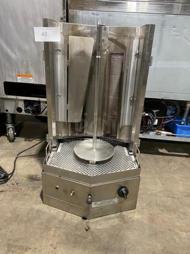 Commercial Stainless Steel Natural Gas-Powered Heavy-Duty Countertop Gyro Machine! With Spit/Skewer & Base! - Image 1 of 9
