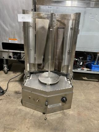 Commercial Stainless Steel Natural Gas-Powered Heavy-Duty Countertop Gyro Machine! With Spit/Skewer & Base!
