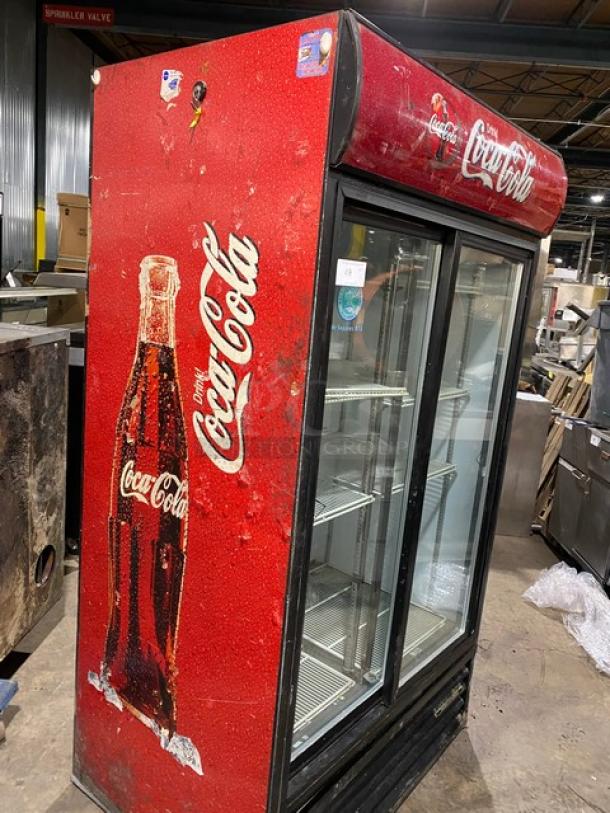 Beverage-Air Coca-Cola Style Commercial Double Sliding Glass Door Reach In Refrigerator Merchandiser! With Poly Coated Wire Racks! Model: MT38 SN: 4773664! 115V 1 Phase! - Image 4 of 10
