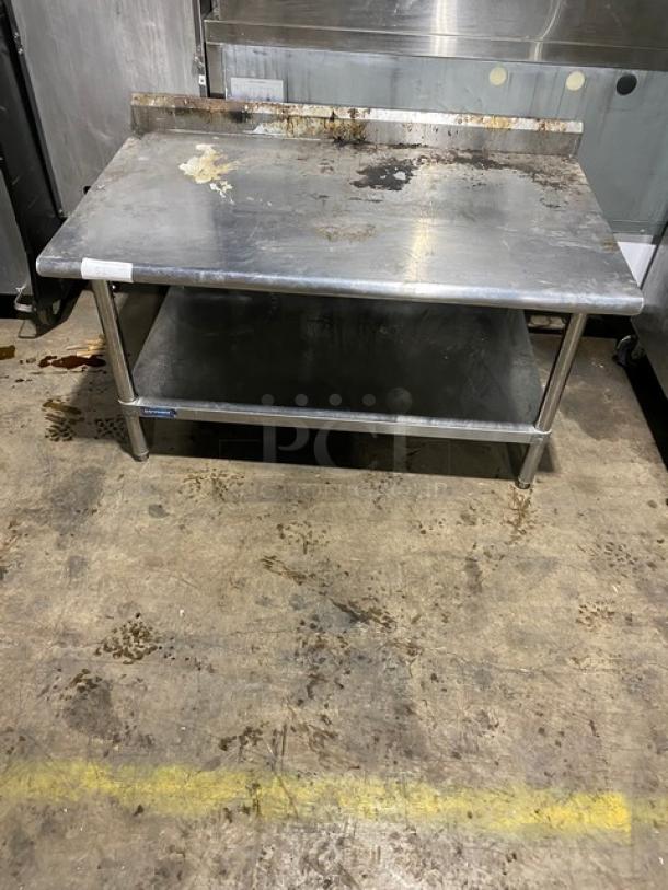 Sapphire Commercial Stainless Steel Worktop Table! With Turned Up Back Splash & Single Undershelf! On Legs! - Image 1 of 7