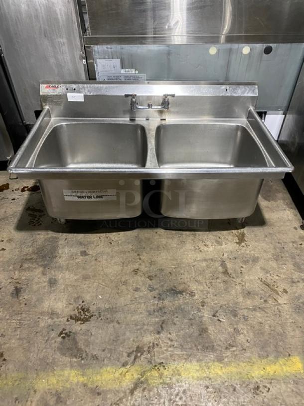 Eagle Group Commercial Stainless Steel 2 Compartment Prep Sink! With Back & Mini Side Splash! - Image 1 of 8