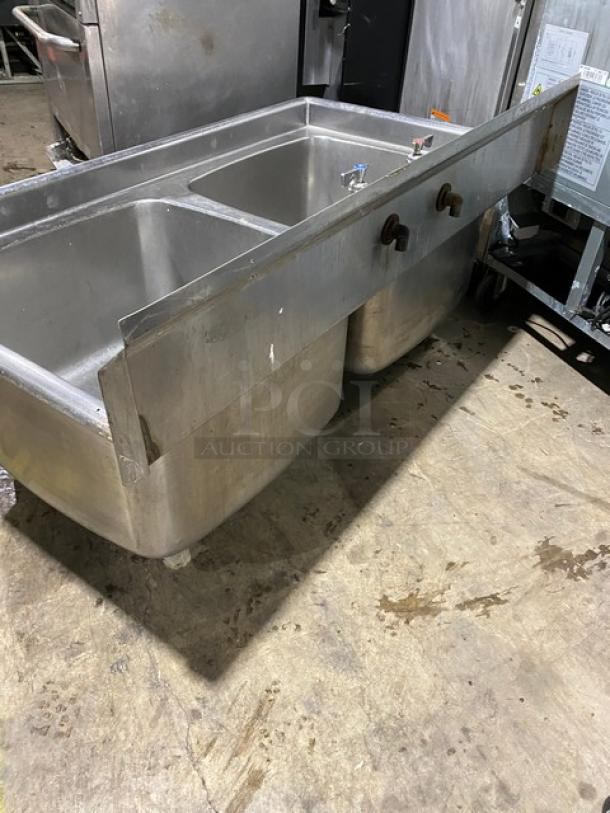 Eagle Group Commercial Stainless Steel 2 Compartment Prep Sink! With Back & Mini Side Splash! - Image 3 of 8