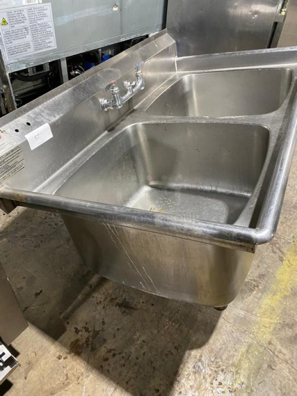 Eagle Group Commercial Stainless Steel 2 Compartment Prep Sink! With Back & Mini Side Splash! - Image 4 of 8