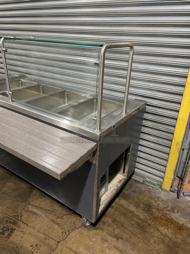 APW Wyott Custom Buffet Style Commercial Stainless Steel 4-Well Hot Food Steam Table! With Individual Controls! With Sneeze Guard & Foldable Tray Slide! With Enclosed Cabinet Base! On Casters! - Image 2 of 12