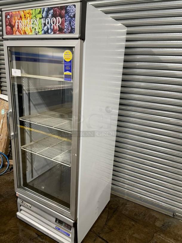 Everest Commercial Single Glass Door Frozen Foods Style Reach In Merchandiser Freezer! With Poly Coated Wire Racks! Model: EMGF23 SN: BMGF2318040020! 115V 1 Phase! - Image 2 of 10