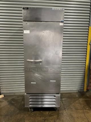 Beverage-Air Horizon Series Commercial Stainless Steel Solid Single Door Reach In Freezer! With Poly Coated Wire Racks! Model: HBF27-1 SN: 11511786! 115V 1 Phase! On Casters!