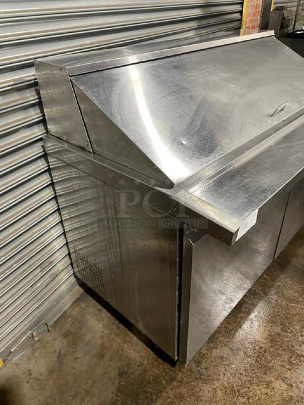Avantco Commercial Stainless Steel 2 Door Refrigerated Bain Marie Style Mega Top Salad/Sandwich Prep Table! With Poly Coated Wire Racks! Model: 178SSPT60MHC SN: 9142130046! On Casters! - Image 4 of 11