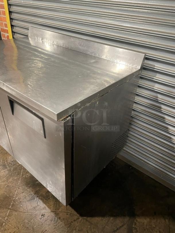 True Commercial Stainless Steel 2 Door Refrigerated Worktop Table! With Back Splash! With Poly Coated Wire Racks! Model: TWT-48 SN: 1-4623994! 115V 1 Phase! On Casters! - Image 2 of 9