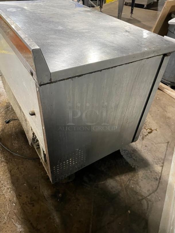 True Commercial Stainless Steel 2 Door Refrigerated Worktop Table! With Back Splash! With Poly Coated Wire Racks! Model: TWT-48 SN: 1-4623994! 115V 1 Phase! On Casters! - Image 4 of 9
