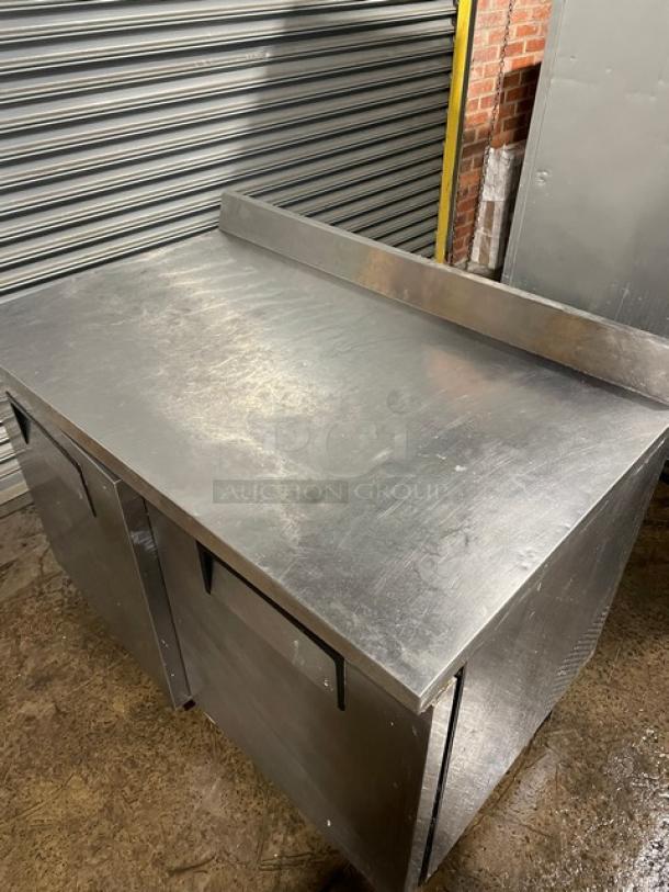 True Commercial Stainless Steel 2 Door Refrigerated Worktop Table! With Back Splash! With Poly Coated Wire Racks! Model: TWT-48 SN: 1-4623994! 115V 1 Phase! On Casters! - Image 7 of 9