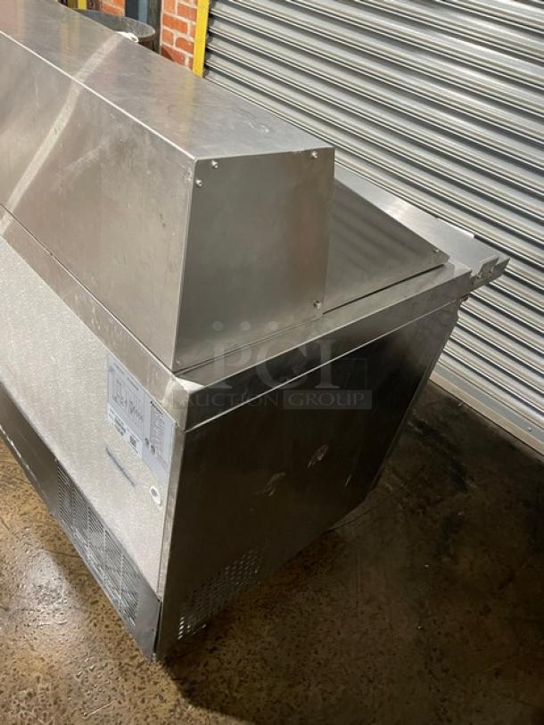 Adcraft Commercial Stainless Steel 2 Door Refrigerated Bain Marie Style Mega Top Salad/Sandwich Prep Table! With Poly Coated Wire Racks! Model: SLM-2D SN: 6128420214050801! 115V 1 Phase! On Casters! - Image 4 of 10
