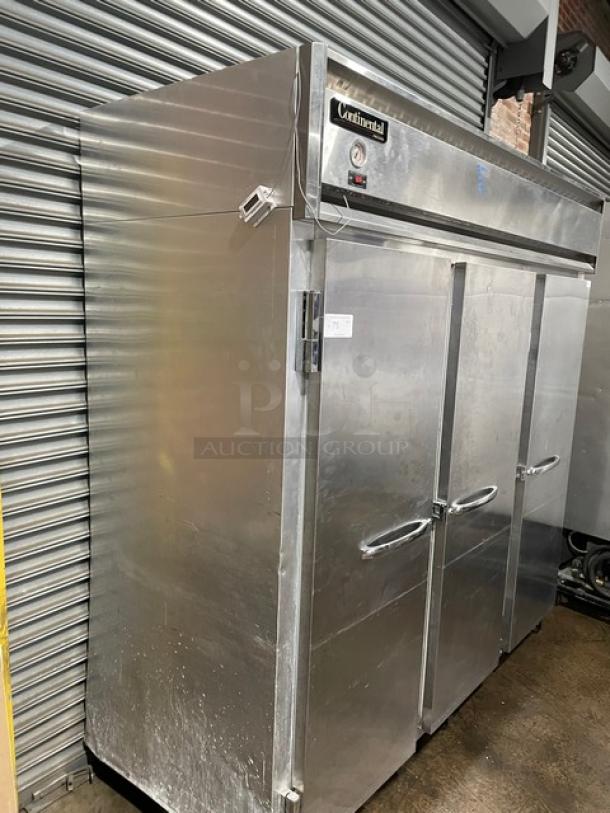 Continental Commercial Stainless Steel Solid 3 Door Reach In Freezer! With Poly Coated Wire Racks! Model: 3F SN: 15597395! 115/208-230V 1 Phase! On Casters! - Image 2 of 12