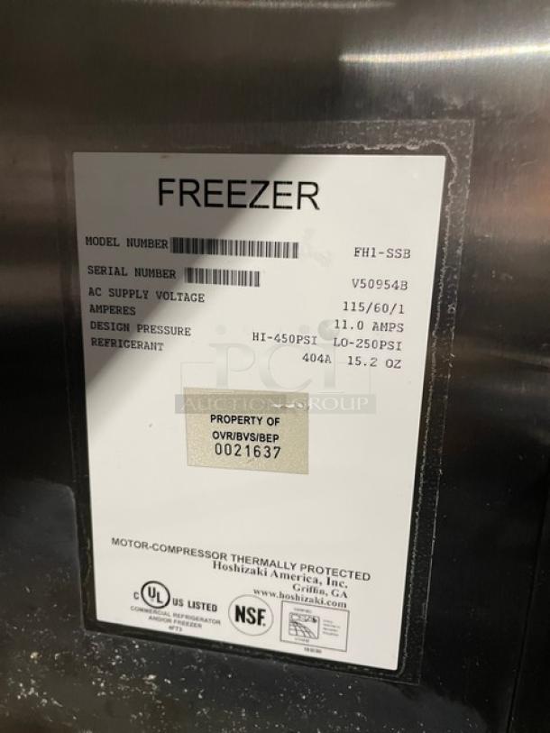 Hoshizaki Professional Series Commercial Stainless Steel Solid Single Door Reach In Freezer! With Poly Coated Wire Racks! Model: FH1-SSB SN: V50954B! 115V 1 Phase! On Legs! - Image 6 of 10