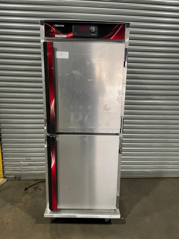 Cres Cor Commercial Stainless Steel Half Door Single Sectioned Insulted Mobile Hot Food Holding/Proofing Cabinet! With Built-In Pan Holding Racks! Model: H1381834D SN: HBF-J393514-10! 120V 1 Phase! On Casters! - Image 1 of 9