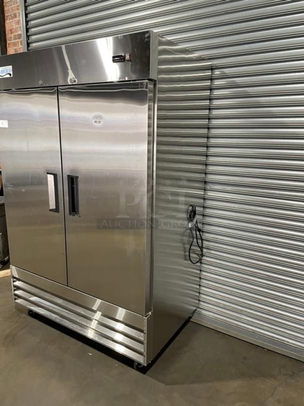 Avantco Commercial Stainless Steel Solid Double Swing Door Reach In Refrigerator! With Poly Coated Wire Racks! Model: 178A49RHC SN: 7527171321042095! 115V! On Casters! - Image 2 of 11