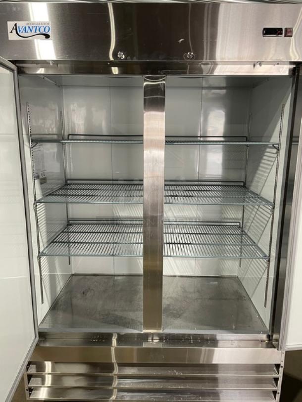 Avantco Commercial Stainless Steel Solid Double Swing Door Reach In Refrigerator! With Poly Coated Wire Racks! Model: 178A49RHC SN: 7527171321042095! 115V! On Casters! - Image 5 of 11