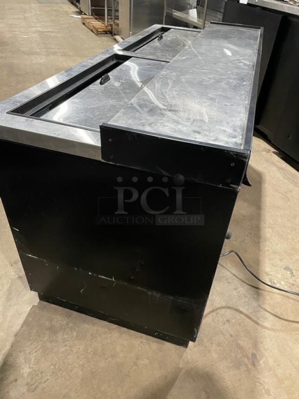 True Commercial Black Powder-Coated Horizontal Forced Air Bottle Cooler! With Double Sliding Stainless Steel Top Lids! Model: TD-65-24-HC SN: 9897102! 115V 1 Phase! - Image 4 of 9