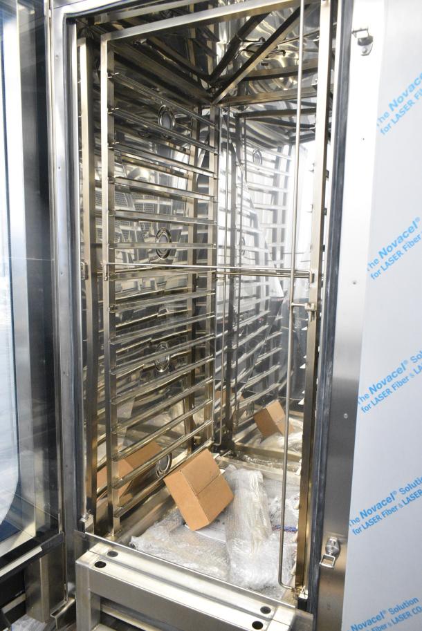 BRAND NEW SCRATCH AND DENT! Blodgett BCP-202/KPE 2.20 Stainless Steel Commercial Electric Powered Roll In Rack Combi Convection Oven w/ View Through Door and Metal Pan Transport Rack. 208 Volts, 3 Phase. - Image 5 of 7