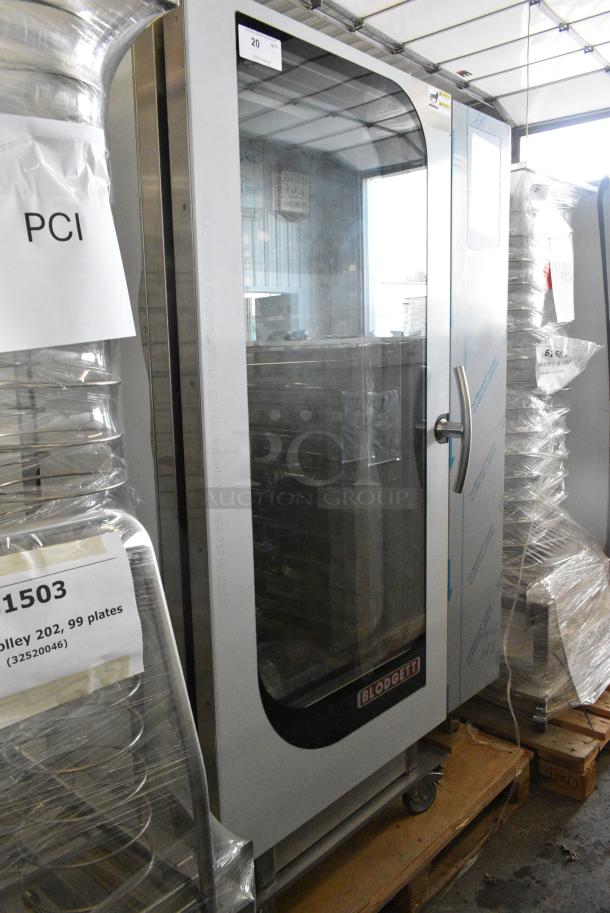 BRAND NEW SCRATCH AND DENT! Blodgett BCP-202/KPE 2.20 Stainless Steel Commercial Electric Powered Roll In Rack Combi Convection Oven w/ View Through Door and Metal Pan Transport Rack. 208 Volts, 3 Phase. - Image 1 of 8
