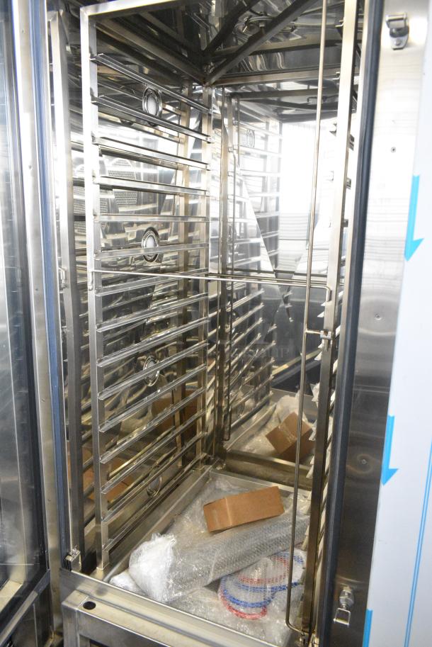 BRAND NEW SCRATCH AND DENT! Blodgett BCP-202/KPE 2.20 Stainless Steel Commercial Electric Powered Roll In Rack Combi Convection Oven w/ View Through Door and Metal Pan Transport Rack. 208 Volts, 3 Phase. - Image 6 of 8