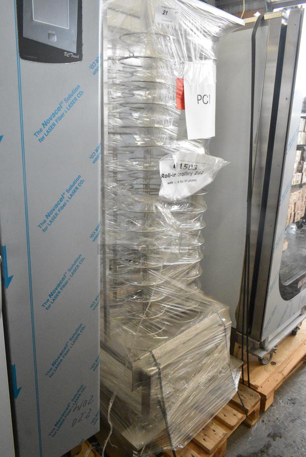 BRAND NEW SCRATCH AND DENT! Blodgett Metal Roll In Oven Rack 99 Plate Capacity Trolley on Commercial Casters. - Image 1 of 4