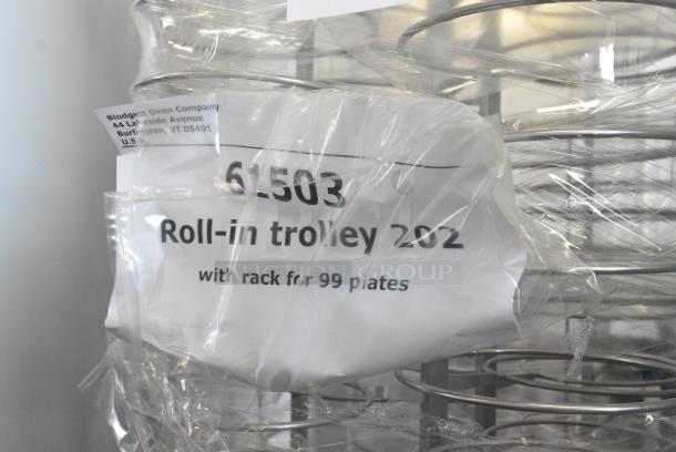 BRAND NEW SCRATCH AND DENT! Blodgett Metal Roll In Oven Rack 99 Plate Capacity Trolley on Commercial Casters. - Image 3 of 4