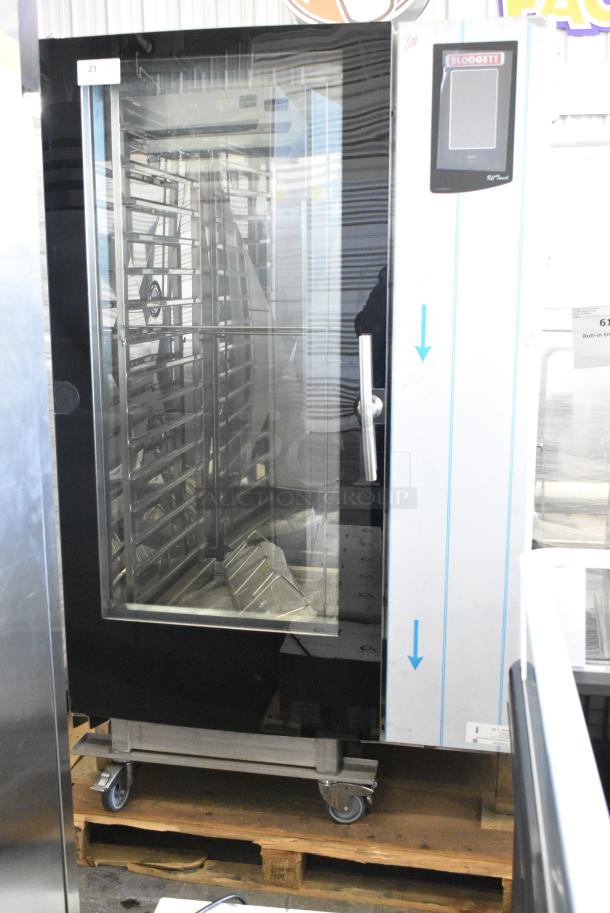 BRAND NEW SCRATCH AND DENT! Blodgett BCT-202/KPE 2.20 Stainless Steel Commercial Electric Powered Roll In Rack Combi Convection Oven w/ View Through Door and Metal Pan Transport Rack. 208 Volts, 3 Phase. - Image 1 of 6