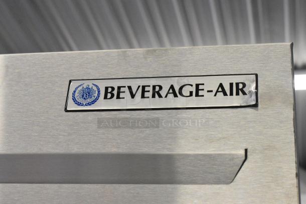 BRAND NEW SCRATCH AND DENT!  Beverage Air TMR2HC-1S Stainless Steel Commercial 2 Door Reach In Cooler w/ Poly Coated Racks on Commercial Casters. 115 Volts, 1 Phase. Tested and Working! - Image 4 of 10