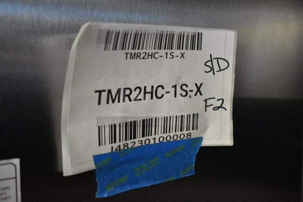 BRAND NEW SCRATCH AND DENT!  Beverage Air TMR2HC-1S Stainless Steel Commercial 2 Door Reach In Cooler w/ Poly Coated Racks on Commercial Casters. 115 Volts, 1 Phase. Tested and Working! - Image 10 of 10