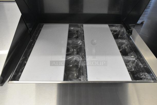 BRAND NEW SCRATCH AND DENT! 2021 Kool-it KSTM-60-2 Stainless Steel Commercial Sandwich Salad Prep Table Bain Marie Mega Top. 115 Volts, 1 Phase. Tested and Working! - Image 7 of 11