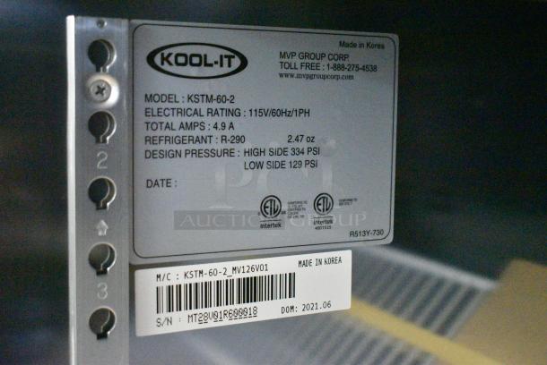 BRAND NEW SCRATCH AND DENT! 2021 Kool-it KSTM-60-2 Stainless Steel Commercial Sandwich Salad Prep Table Bain Marie Mega Top. 115 Volts, 1 Phase. Tested and Working! - Image 11 of 11