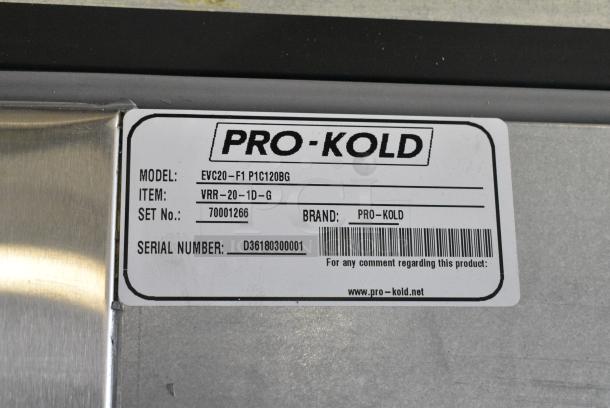BRAND NEW SCRATCH AND DENT! Pro-Kold EVC20-F1 Metal Commercial Single Door Reach In Cooler Merchandiser w/ Poly Coated Racks on Commercial Casters. 115 Volts, 1 Phase. Tested and Working! - Image 6 of 8