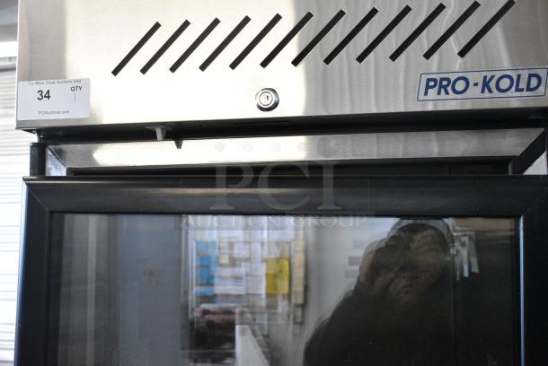 BRAND NEW SCRATCH AND DENT! Pro-Kold EVC20-F1 Metal Commercial Single Door Reach In Cooler Merchandiser w/ Poly Coated Racks on Commercial Casters. 115 Volts, 1 Phase. Tested and Working! - Image 7 of 8