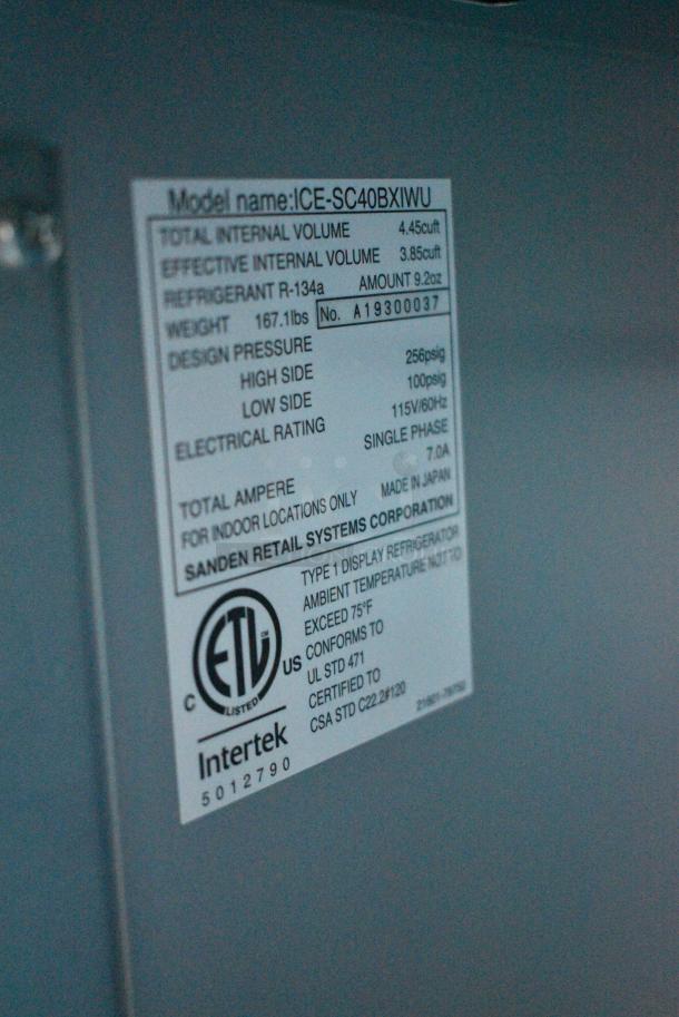 BRAND NEW SCRATCH AND DENT! Lumilinna ICE-SC40BXIWU Metal Commercial Single Door Beverage Cooler Crystallizer / Slush Cooler. Does Not Have Power Cord.115 Volts, 1 Phase. Tested and Working! - Image 5 of 5