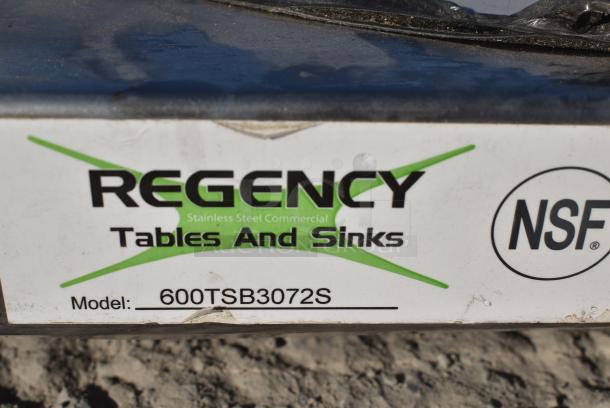 BRAND NEW SCRATCH AND DENT! Regency 600TSB3072S 30" x 72" 16-Gauge Stainless Steel Commercial Work Tabletop - Image 4 of 4