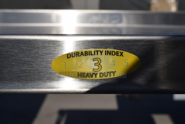 BRAND NEW SCRATCH AND DENT! Lakeside Stainless Steel 2 Tier Cart on Commercial Casters - Image 4 of 5