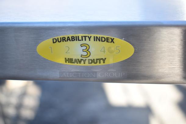 BRAND NEW SCRATCH AND DENT! Lakeside Stainless Steel 2 Tier Cart on Commercial Casters - Image 4 of 5