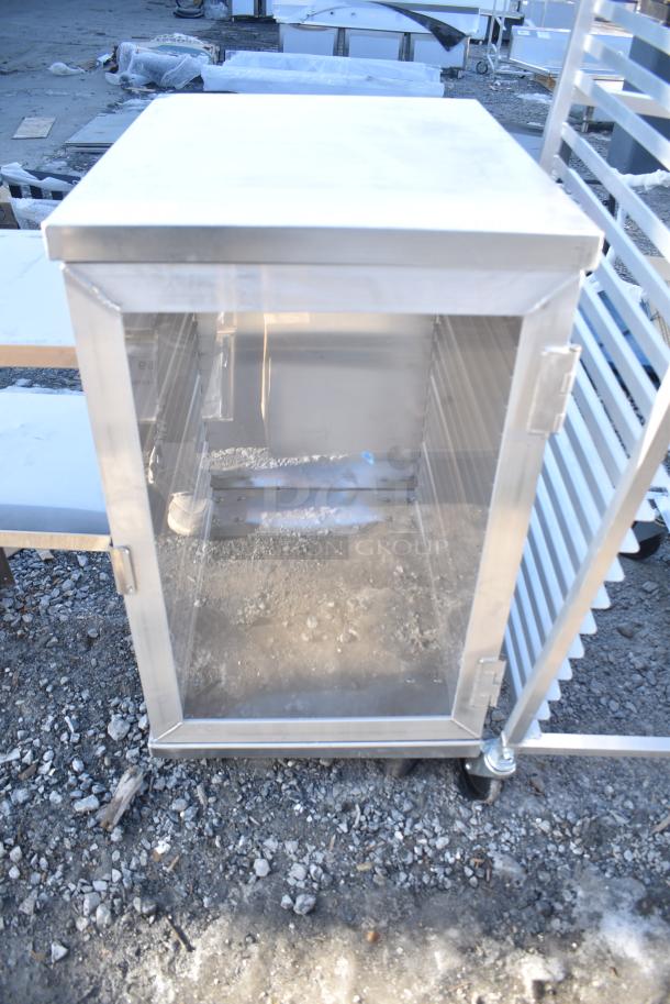 BRAND NEW SCRATCH AND DENT! Metal Commercial Enclosed Pan Transport Rack on Commercial Casters. - Image 1 of 4