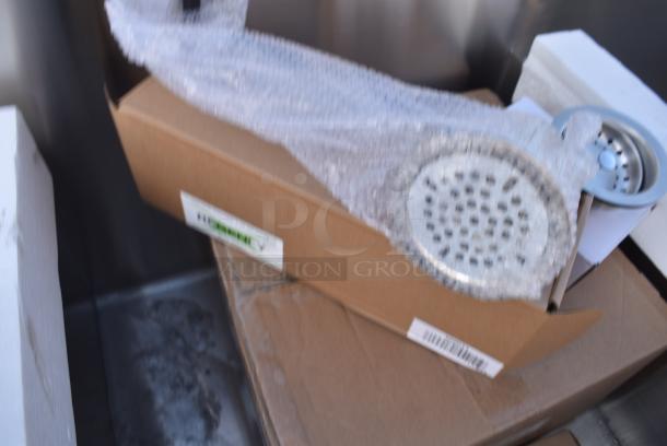 BRAND NEW SCRATCH AND DENT! Regency 600S32424SB 24" x 24" x 14" Three-Compartment Utility Sink for (1) 8" Center Faucet - Image 4 of 8