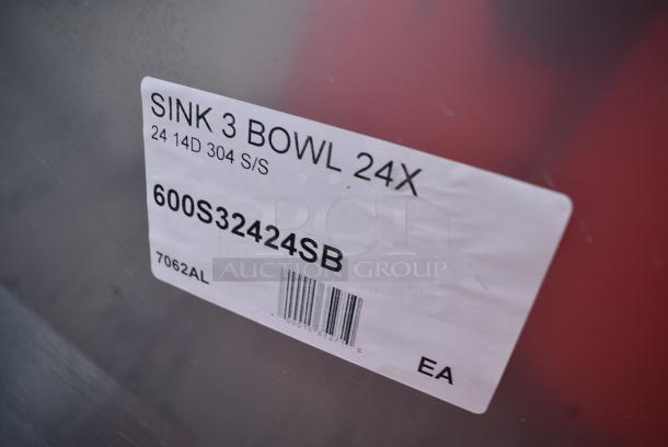 BRAND NEW SCRATCH AND DENT! Regency 600S32424SB 24" x 24" x 14" Three-Compartment Utility Sink for (1) 8" Center Faucet - Image 8 of 8