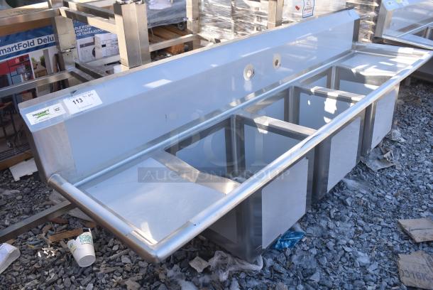 BRAND NEW SCRATCH AND DENT! Regency 600S31515215 Stainless Steel 3 Bay Sink w/ Dual Drain Boards. No Legs. - Image 2 of 5